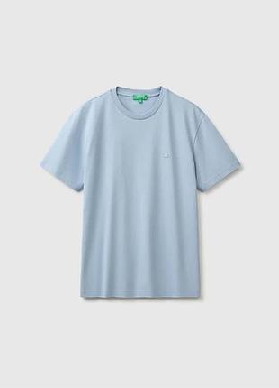 Мужская голубая прямая футболка benetton