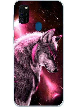 Силиконовый бампер для samsung m21 galaxy m215f с картинкой волк