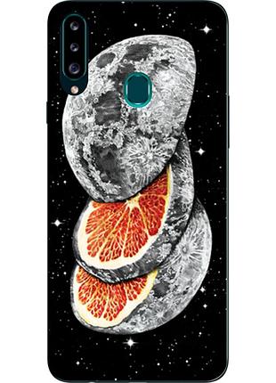 Бампер силиконовый чехол для samsung a20s galaxy a207f с картинкой апельсин