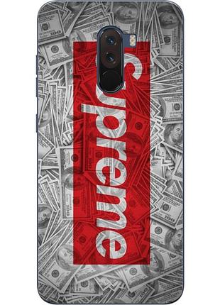 Силиконовый чехол для xiaomi pocophone f1 с картинкой supreme