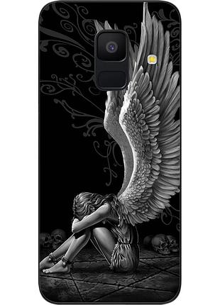 Силиконовый чехол бампер для samsung a6 2018 galaxy a600f с картинкой ангел