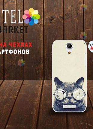 Чехол с картинкой (силикон) для doogee y100x кот в очках