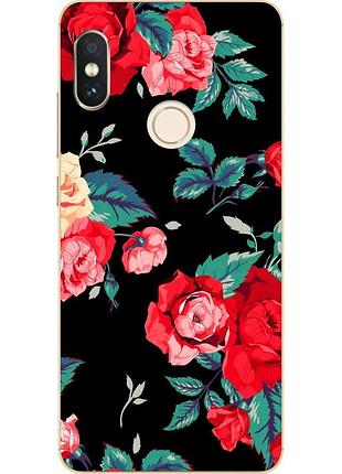 Силиконовый чехол бампер для xiaomi redmi note 5 с картинкой розы