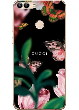 Силиконовый чехол бампер для huawei p smart с картинкой красивые бабочки