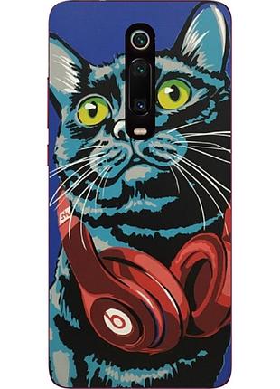Силиконовый чехол с рисунком для xiaomi mi 9t / k20 / mi 9t pro / k20 pro кот с наушниками