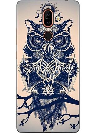 Чохол силіконовий для nokia 7 plus з картинкою сова на гілці