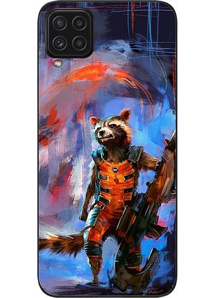 Бампер силиконовый чехол для samsung a22 galaxy a225f с картинкой енот ракета