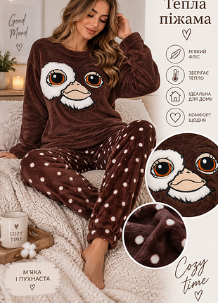Теплая флисовая пижама комплект для дома р s/m