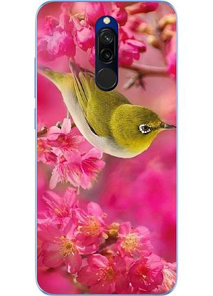 Силиконовый чехол бампер для xiaomi redmi 8 с картинкой птица