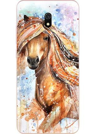 Бампер силиконовый чехол для xiaomi redmi 8a с картинкой конь