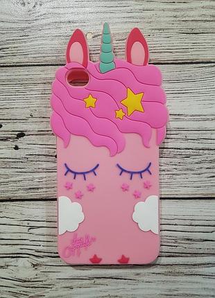 Об'ємний 3d силіконовий чохол my little pony для xiaomi redmi go рожевий єдиноріг