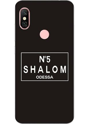 Антибрендовый силиконовый чехол для xiaomi redmi note 6 pro с картинкой shalom