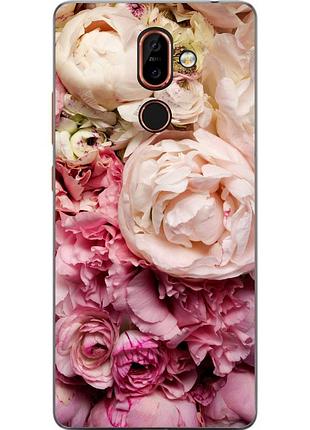 Силіконовий чохол бампер для nokia 7 plus з картинкою півонії