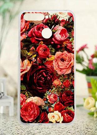 Силіконовий чохол бампер для huawei y6 prime 2018 / honor 7a pro з картинкою троянди