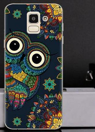 Оригинальный чехол накладка для samsung j6 2018 galaxy j600 с картинкой совушка