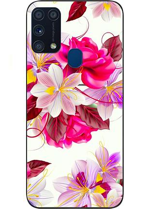 Силиконовый чехол для samsung m31 galaxy m315f с картинкой яркие цветы