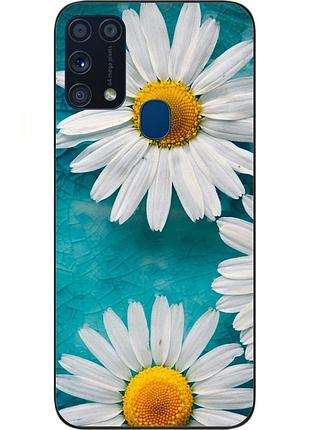 Силиконовый чехол бампер для samsung m31 galaxy m315f с картинкой ромашки