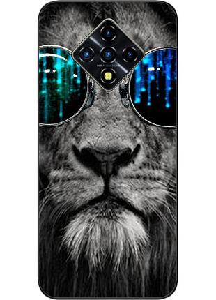 Силиконовый чехол для infinix zero 8 с картинкой лев в очках