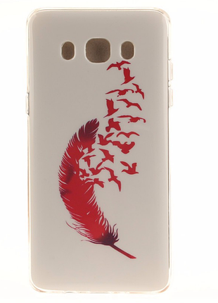 Оригинальный чехол панель накладка для samsung galaxy j710 2016 с рисунком перо птиц