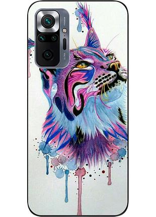 Силіконовий чохол для xiaomi redmi note 10 pro з картинкою рись акварель