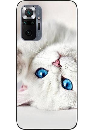 Оригінальний чохол для xiaomi redmi note 10 pro з картинкою білий кіт