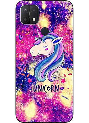 Чехол силиконовый для oppo a15 с картинкой красивый единорог