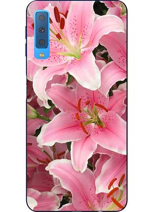 Силиконовый чехол с рисунком для samsung a750f galaxy a7 2018 цветы лилии