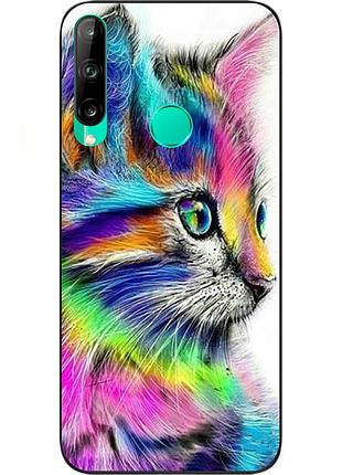 Силиконовый чехол с рисунком для huawei p40 lite e разноцветный котик