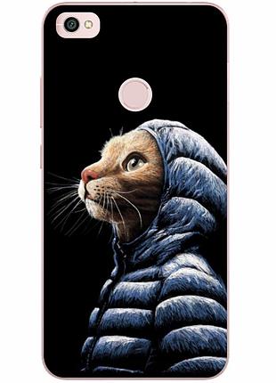 Оригинальный чехол накладка для xiaomi redmi note 5a prime с картинкой кот в куртке