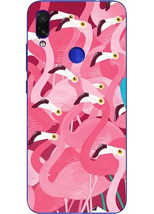 Бампер силиконовый чехол для xiaomi redmi note 7 с картинкой фламинго