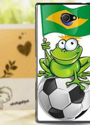 Силіконовий чохол бампер для sony xperia m2 / d2302 / d2303 з картинкою жаба на м'ячі