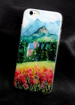 Чохол-накладка для iphone 6 / 6s з картинкою будинок в горах