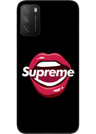 Силиконовый чехол для xiaomi poco m3 с картинкой губы supreme