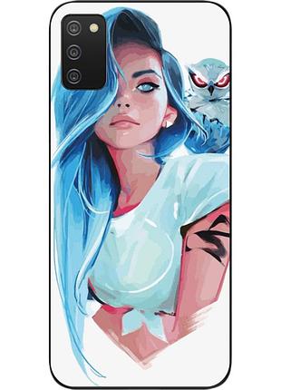 Силиконовый чехол для samsung a02s galaxy a025f с картинкой девушка с совой