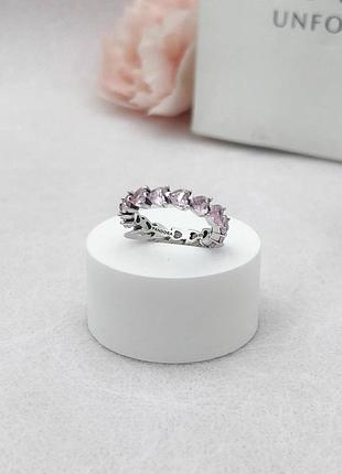 Срібна каблучка pandora оркестр рожевих сердець