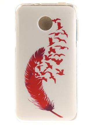 Силиконовый чехол бампер для huawei y330 с картинкой перо