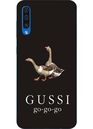 Антибрендовый силіконовий чохол для samsung galaxy a50 2019 a505f з картинкою gussi go go