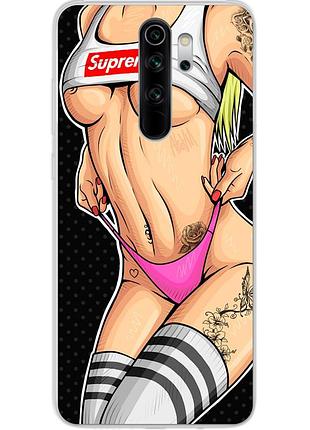 Силиконовый чехол с рисунком для xiaomi redmi note 8 pro девушка supreme