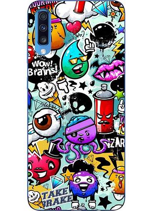 Силиконовый чехол для samsung a70 2019 galaxy a705f с картинкой стикеры