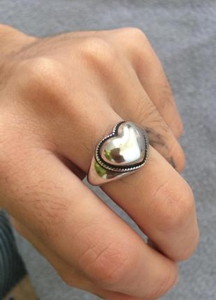 Кольцо сердце серебро 925 покрытие колечко сердечко посеребрянное8 фото