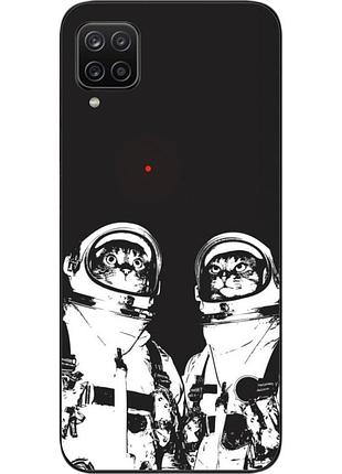 Силиконовый чехол бампер для samsung a12 galaxy a125f с картинкой космонавты коты