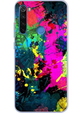 Силіконовий чохол бампер для xiaomi redmi note 8 з картинкою яскрава абстракція
