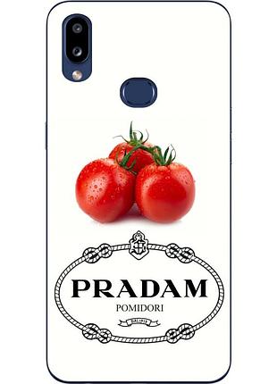 Антибрендовый силіконовий чохол для samsung a10s galaxy a107f з картинкою pradam pomidori