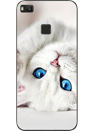 Чехол силиконовый для huawei p9 lite с картинкой белый котик