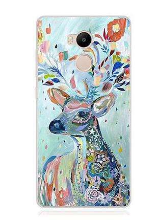 Бампер силіконовий чохол з зображенням для xiaomi redmi 4 pro / redmi 4 prime олень фарбами