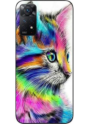 Силиконовый чехол для xiaomi redmi note 11 pro с картинкой разноцветный котик