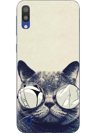 Оригінальний чохол накладка для samsung galaxy m10 / a10 з картинкою сірий кіт в окулярах