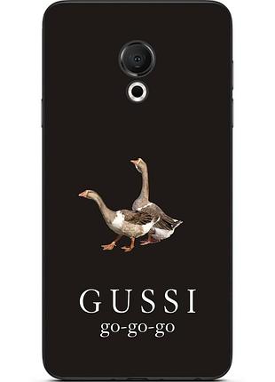 Антибрендовый силиконовый чехол для meizu 15 lite с картинкой gussi go go