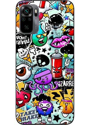 Силиконовый чехол для xiaomi redmi note 10 с картинкой стикеры
