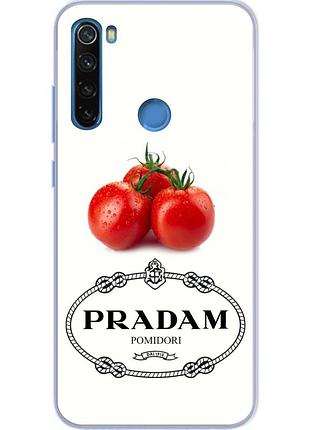 Антибрендовый силіконовий чохол для xiaomi redmi note 8 з картинкою pradam pomidori